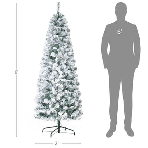 English Elm Homcom 6Ft Slim Douglas Fir Pre-Lit Christmas Tree With 250 Warm Leds & Snow-Flocked Tips For Easy Setup W2225P229785