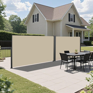 English Elm 276" Retractable Side Awning Privacy Screen - Waterproof UV-Resistant Balcony Divider, Gray Durable W419P286393
