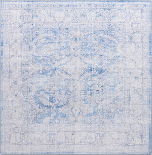 Unique Loom Timeless Thaddeus Machine Made Overdyed Rug Blue, Ivory/Gray 7' 6" x 7' 7"