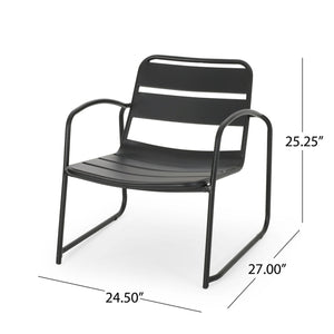 English Elm Christopher Knight Home® - CONRAD Modern Outdoor Chat Set with Powder-Coated Iron Frame, Open Slat Seats for Breezy Comfort Matte Black N775P250736B