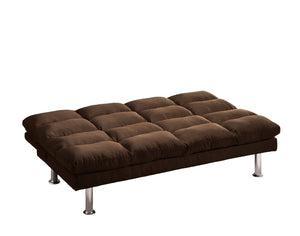 English Elm Contemporary Microfiber Futon Sofa Converts to Bed with Chrome Legs, Compact Space-Saving Design, Durable Upholstery Dark Brown 40 L x 67 W x 9 H B2741P363835