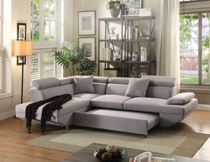 English Elm Jemima Gray Fabric Sectional Sofa with Sleeper, Adjustable Headrests, Pocket Coil Seats, Chaise B2726S00367