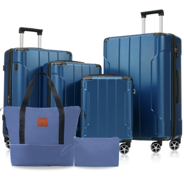 English Elm Hardshell Six Piece Luggage Set Expandable Abs Suitcases with Spinner Wheels Tsa Lock Blue N730P296628C