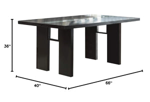 English Elm Contemporary 66" Rectangle Dining Table with Tempered Beveled Glass Top Espresso Finish Seats 6 Modern U-Shaped Support Hardwood Legs B011P207144