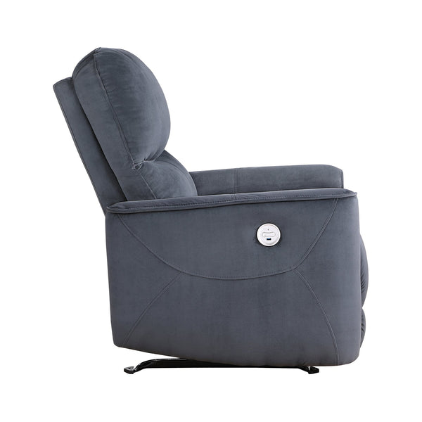 English Elm Modern Artem Power Rocker Recliner Velvet Upholstery with Gentle Rocking, Motorized Comfort and Style Dark Gray 35.5 L x 30 W x 26.5 H B011P204079