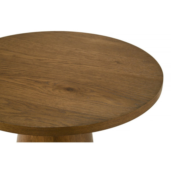 English Elm 20 Sculptural Round Console Table with Beveled Top and Sturdy Pedestal Base for Modern Spaces Walnut 13.5 L x 13.5 W x 22 H B011S01872