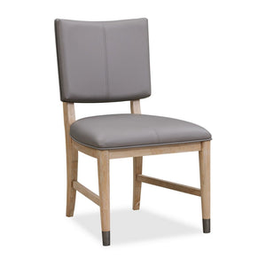 English Elm 20 Inch Faux Leather Dining Chairs Wire-brushed Wood Set of Two for Modern Tables B056P412610