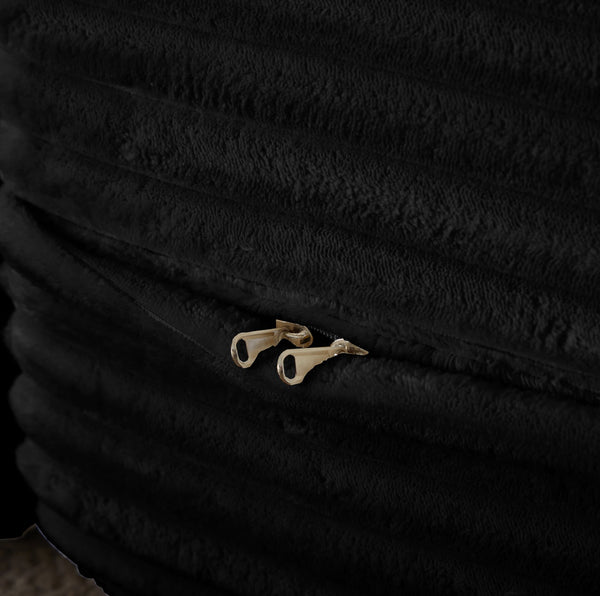 English Elm Modern Full Size Folding Sofa Bed with Plush Corduroy, 2 Pillows, 15" Foam Mattress, No Assembly Required Black W1885P347089