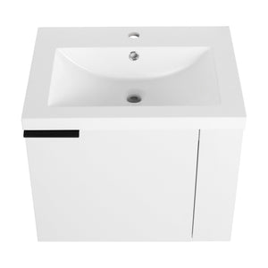 English Elm 24" Modern Bathroom Vanity Sink Combo - Stylish White Oak Cabinet With Soft-Close Doors & Storage W1972P204943
