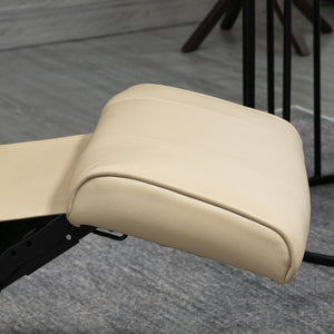 English Elm HOMCOM Cream White Faux Leather Manual Recliner with 145° Recline, Swivel Wood Base & Footrest Comfort W2225P173863