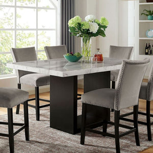 English Elm Attractive Genuine Marble Top Counter Height Dining Table Seats Six Solid Wood Base B2741S00762