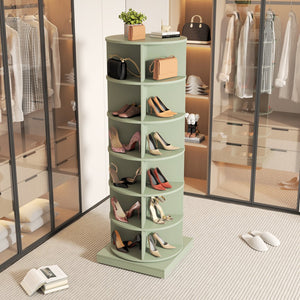English Elm Green 360° Rotating Shoe Cabinet - 6 Layers For 24 Pairs, Space-Saving Design For Organized Storage W1320P191821