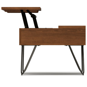 English Elm Hunter Lift Top Coffee Table with Spacious Storage, Solid Wood Veneer Finish, Handcrafted Durability Walnut B136P203459