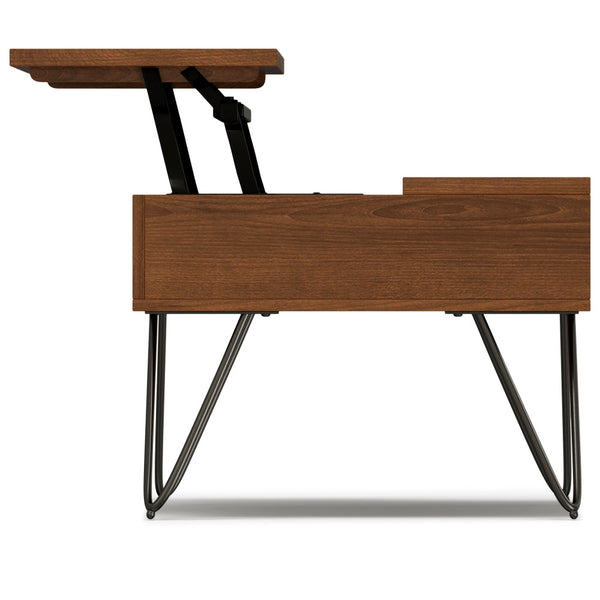 English Elm Hunter Lift Top Coffee Table with Spacious Storage, Solid Wood Veneer Finish, Handcrafted Durability Walnut B136P203459