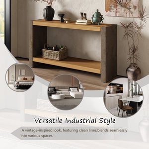 English Elm Christopher Knight Home® - Mirod Vintage Industrial Console Table with Dovetail Joinery, Distressed Wood Veneer & Metal Legs — Durable, Rustic Charm for Entryway or Sofa Table (59" W) N760P281375D