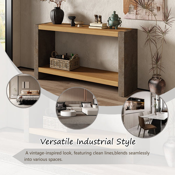 English Elm Christopher Knight Home® - Mirod Vintage Industrial Console Table with Dovetail Joinery, Distressed Wood Veneer & Metal Legs — Durable, Rustic Charm for Entryway or Sofa Table (59" W) N760P281375D