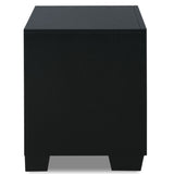 English Elm Nikola Black and Silver 2-Drawer and Upholstery Nightstand