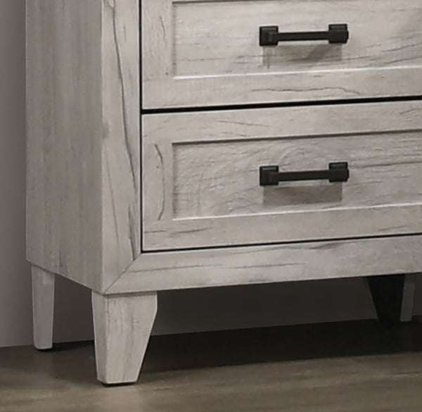 English Elm Contemporary Chic Chest with Gold Accents, Acrylic Trim, Metal Bracket Legs and Dust‑Proof Drawers White Washed 35 L x 20 W x 48 H B2741P372236