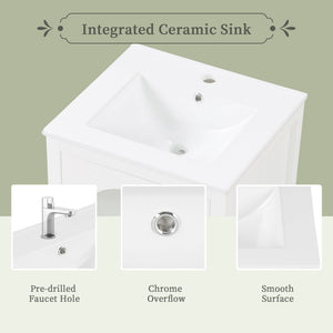 English Elm 20" Modern Bathroom Vanity With Sink, Soft-Close Glass Door, Drawer, Stylish Compact Design N725P185457K