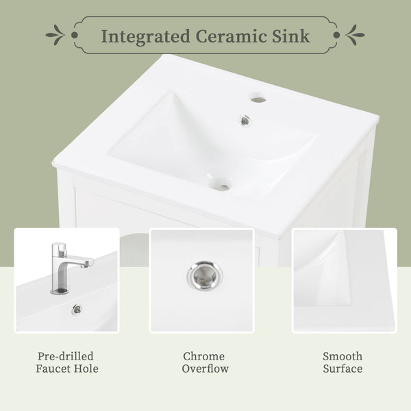 English Elm 20" Modern Bathroom Vanity With Sink, Soft-Close Glass Door, Drawer, Stylish Compact Design N725P185457K