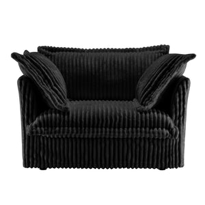 English Elm Slip-covered deep seat armchair with high-back cushions, plush corduroy fabric, removable slipcover comfort and durable frame (100 lbs capacity) Black W3041P272943