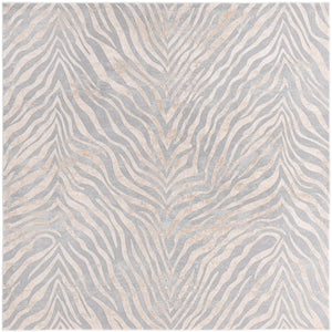 Unique Loom Finsbury Meghan Machine Made Animal Print Rug Gray and Ivory,  7' 10" x 7' 10"