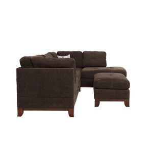English Elm Chenille Reversible Sectional Sofa with Ottoman — Plush Tufted Chenille, Eucalyptus Frame Comfort Retreat Dark Coffee B016S00008