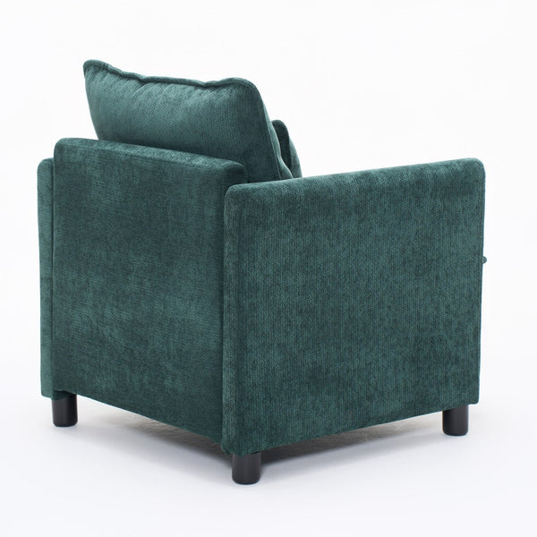 English Elm Comfy Modern Accent Chair Thick Cushioned Seat with Pillow Set for Reading Nooks W1893P396306