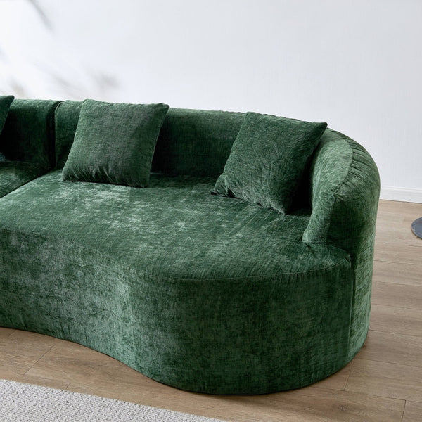 English Elm 111" L Shaped Cloud Sofa Plush Chenille Upholstered High Density Foam Apartment Living Room Green W1669S00056
