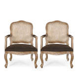 Christopher Knight Home® - Noble House - Andrea French Country Wood And Cane Upholstered Dining Armchair (Set Of 2)