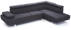 English Elm Riveredge Modern Right-Facing Sectional with Adjustable Armrests & Headrests, Chrome Legs, Fabric Comfort Black 21 L x 76 W x 34 H B078S00397