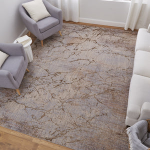 Feizy Rugs Pryor Luxurious Abstract High-low Pile Rug - Modern, Versatile Design In Earthy And Vibrant Tones Brown,Taupe,Tan Polyester,Viscose Pry39nefbrnmltf10