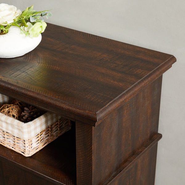 English Elm Retro TV Stand Mid-Century Console for 65" TVs with Glass Door Storage, Adjustable Shelves & Cable Management Espresso W2275P210044