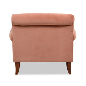 English Elm Jennifer Taylor Home - Alana 38" Lawson Accent Arm Chair In Luxurious Peach Velvet With Metal Casters For Easy Mobility B2719P238303