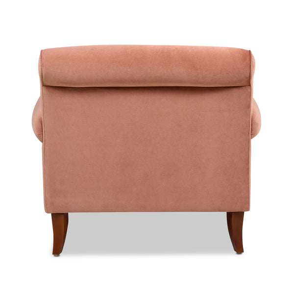 English Elm Jennifer Taylor Home - Alana 38" Lawson Accent Arm Chair In Luxurious Peach Velvet With Metal Casters For Easy Mobility B2719P238303