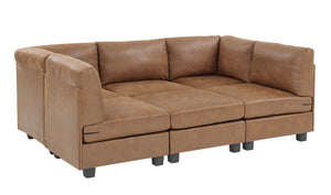 English Elm Faux Leather Modular Sectional Sofa Reconfigurable Pu Upholstery Living Room B2748S00046