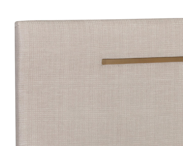 Sunpan Danbury King Bed in Naya Check Cream - Modern Comfort with Rustic Bronze Accents for Stylish Interiors