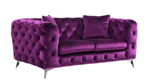 English Elm Atronia Purple Velvet Loveseat with Diamond Button Tufting, Pocket Coil Seats, Hardwood Frame, Chic Legs B2726P255741