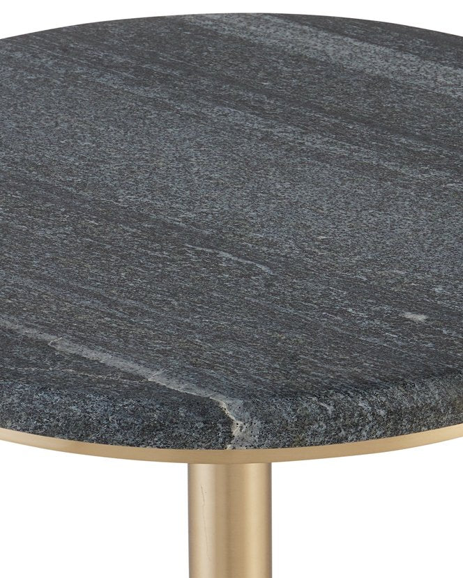Currey & Company Miles Black Marble Accent Table - Elegant Midnight Stone & Polished Brass Finish For Modern Decor Black Midnight Black Stone ,Brass 4000-0241-currey-company