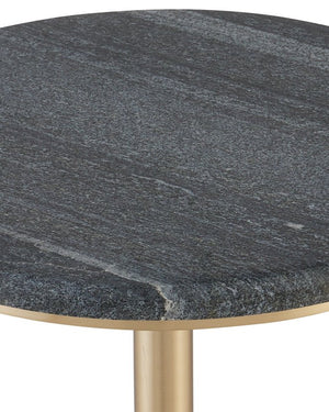 Currey & Company Miles Black Marble Accent Table - Elegant Midnight Stone & Polished Brass Finish For Modern Decor Black Midnight Black Stone ,Brass 4000-0241-currey-company