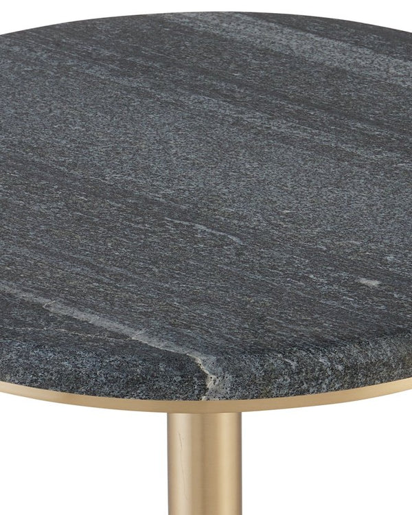 Currey & Company Miles Black Marble Accent Table - Elegant Midnight Stone & Polished Brass Finish For Modern Decor Black Midnight Black Stone ,Brass 4000-0241-currey-company