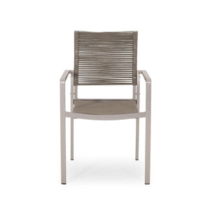 English Elm Christopher Knight Home® - Outdoor Modern Aluminum Dining Chair with Handcrafted Rope Weave, Weather-Resistant Patio Seating Set Silver 70660.00