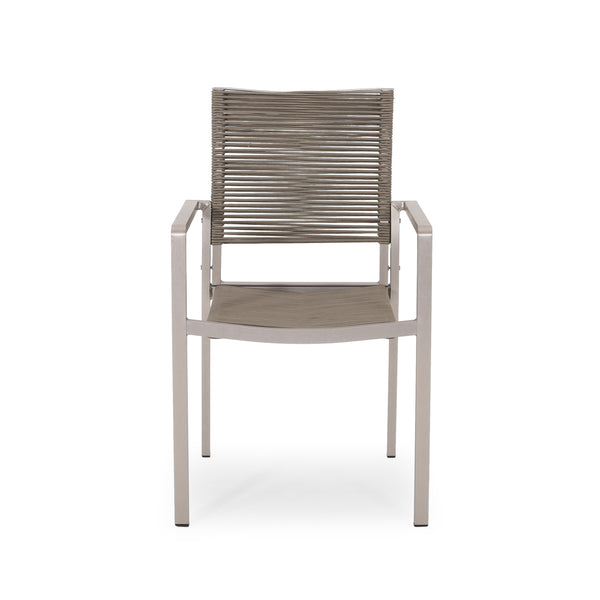 English Elm Christopher Knight Home® - Outdoor Modern Aluminum Dining Chair with Handcrafted Rope Weave, Weather-Resistant Patio Seating Set Silver 70660.00