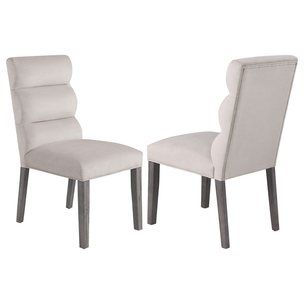 English Elm Highmore Stone Velvet Upholstered Dining Side Chair with Tufted Foam Back and Cool Gray Legs - Set of 2 Beige B062P299895