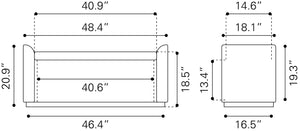 Dobo Storage Bench Gray 109995 Zuo Modern