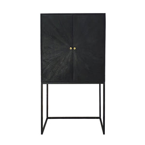 English Elm 31.5x16.5x60" Cabinet Black - Sleek Iron Base Accent Storage with Dual Doors, Versatile Display Pedestal W2078P293320
