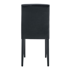 English Elm Four Black Pu Leather Dining Chairs with Steel Legs for Modern Industrial Kitchens W1151P372919