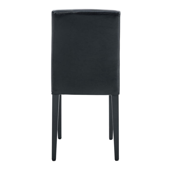 English Elm Four Black Pu Leather Dining Chairs with Steel Legs for Modern Industrial Kitchens W1151P372918