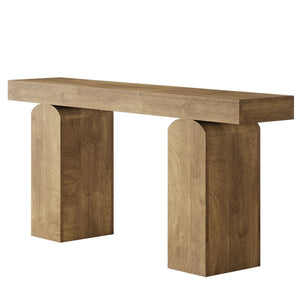 English Elm Sleek Wood Grain Console Table Geometric Base Slim Entryway Sofa Foyer Accent T3971P463447