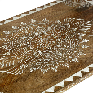 English Elm Christopher Knight Home® - WOODEN Handcrafted 2-Drawer End Table in Natural Mango Wood with Hand-Painted Boho Design, Shelf 74891.00